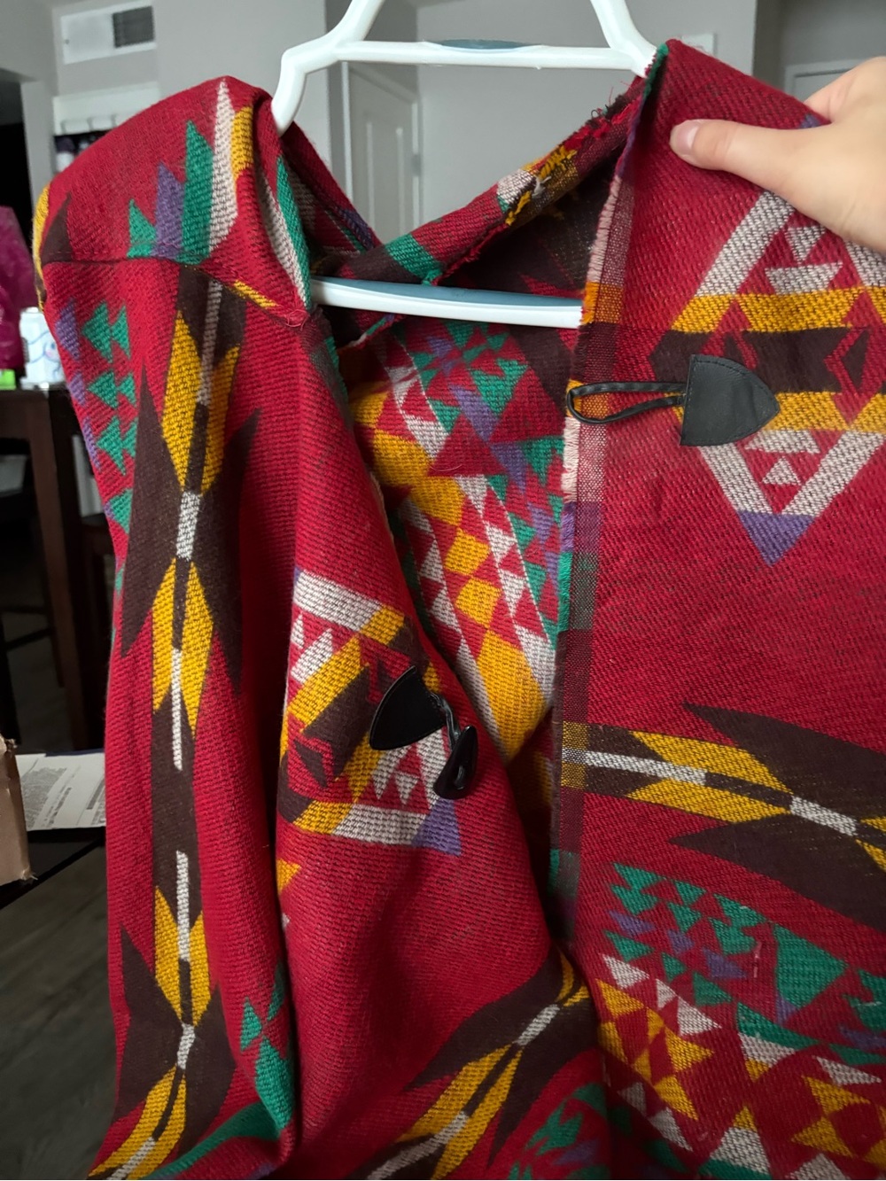 Modcloth Red Aztec Print Poncho - Picture 2 of 3